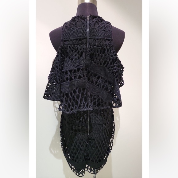 KOOKAI Crown Lace Black Cold Shoulder Mini Dress - Picture 15 of 16